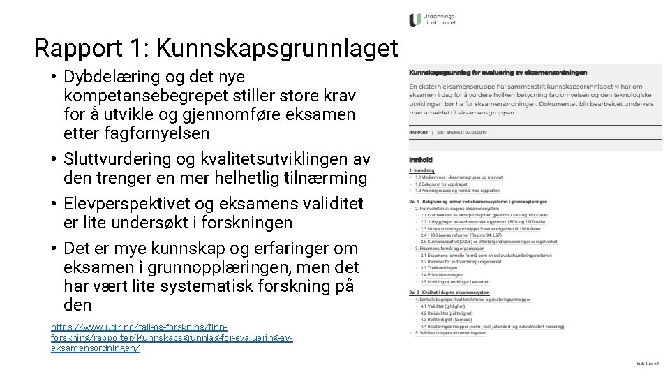 Rapport 1: Kunnskapsgrunnlaget • Dybdelæring og det nye kompetansebegrepet stiller store krav for å