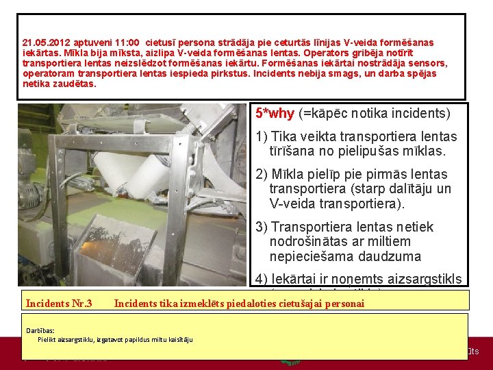 21. 05. 2012 aptuveni 11: 00 cietusī persona strādāja pie ceturtās līnijas V-veida formēšanas