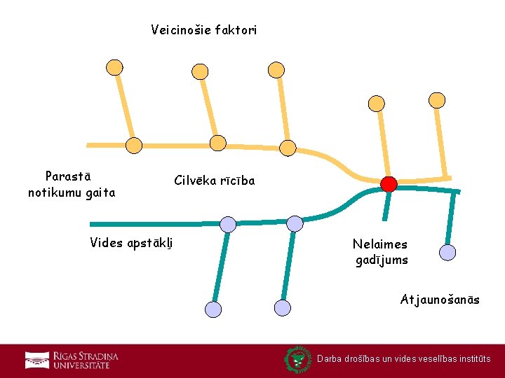 Veicinošie faktori Parastā notikumu gaita Vides apstākļi Cilvēka rīcība Nelaimes gadījums Atjaunošanās Darba drošības