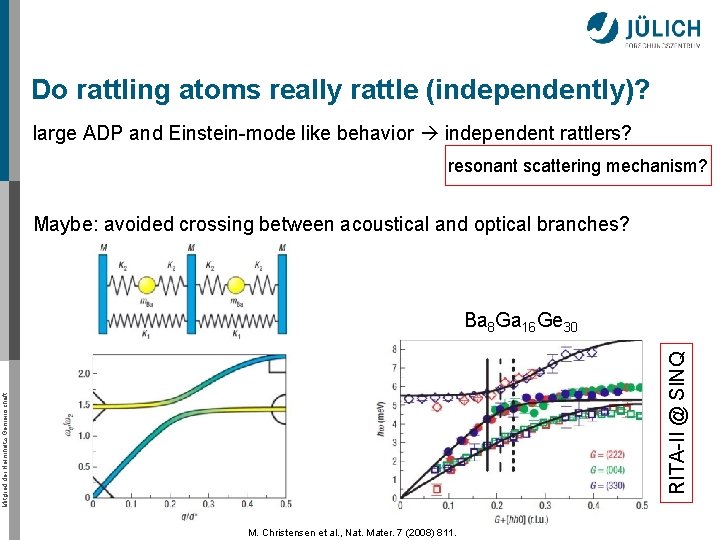 Do rattling atoms really rattle (independently)? large ADP and Einstein-mode like behavior independent rattlers?