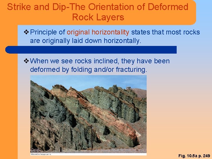 Strike and Dip-The Orientation of Deformed Rock Layers v. Principle of original horizontality states