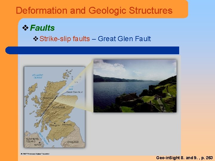 Deformation and Geologic Structures v Faults v. Strike-slip faults – Great Glen Fault Geo-in.