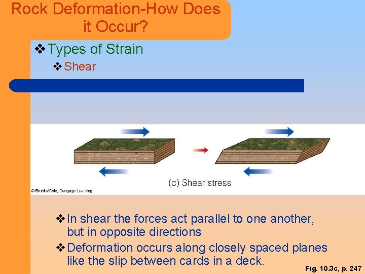 Rock Deformation-How Does it Occur? v Types of Strain v. Shear v. In shear