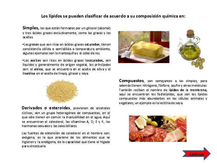 Los lípidos se pueden clasificar de acuerdo a su composición química en: Simples, los