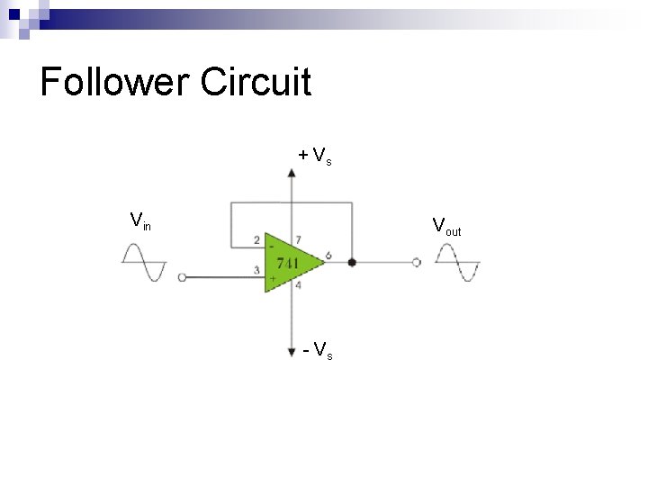 Follower Circuit + Vs Vin Vout - Vs 