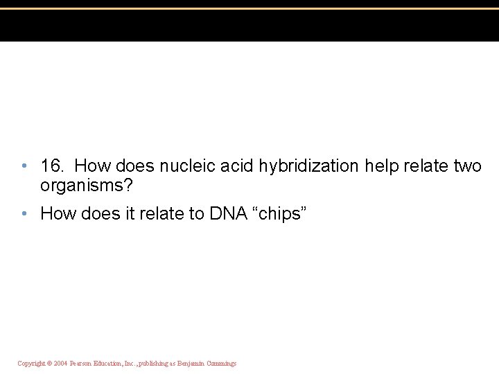  • 16. How does nucleic acid hybridization help relate two organisms? • How