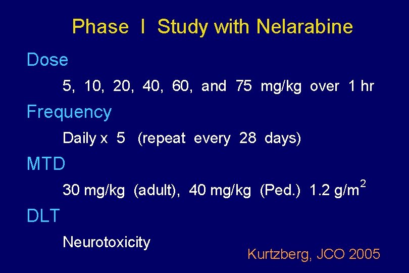 Phase I Study with Nelarabine Dose 5, 10, 20, 40, 60, and 75 mg/kg