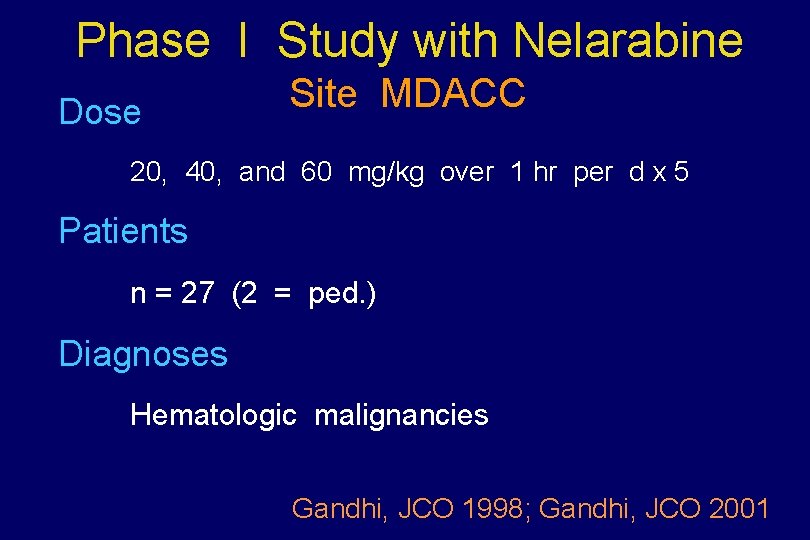 Phase I Study with Nelarabine Dose Site MDACC 20, 40, and 60 mg/kg over