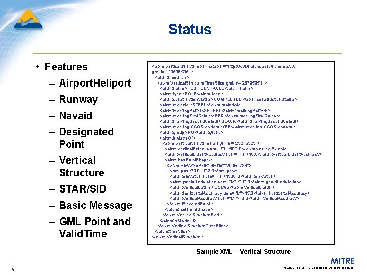 Status • Features – Airport. Heliport – Runway – Navaid – Designated Point –