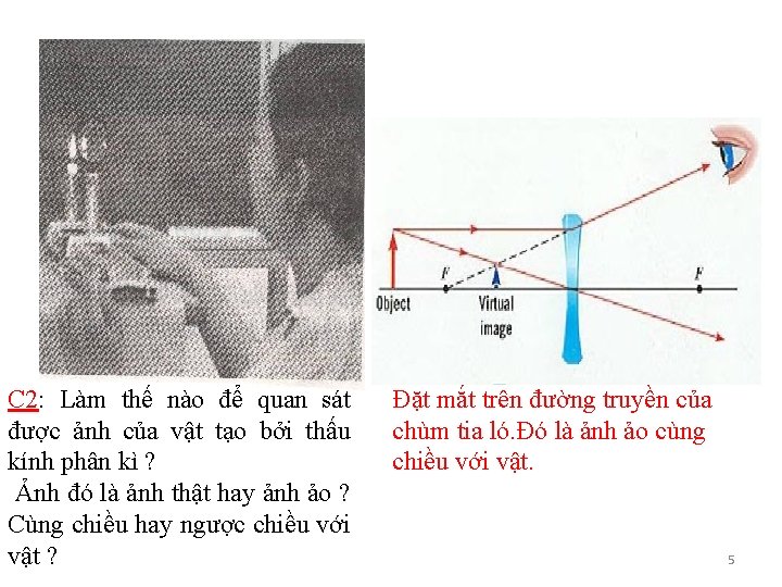 C 2: Làm thế nào để quan sát được ảnh của vật tạo bởi