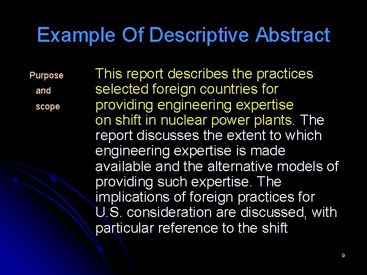 Example Of Descriptive Abstract Purpose and scope This report describes the practices selected foreign