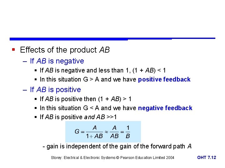 § Effects of the product AB – If AB is negative § If AB