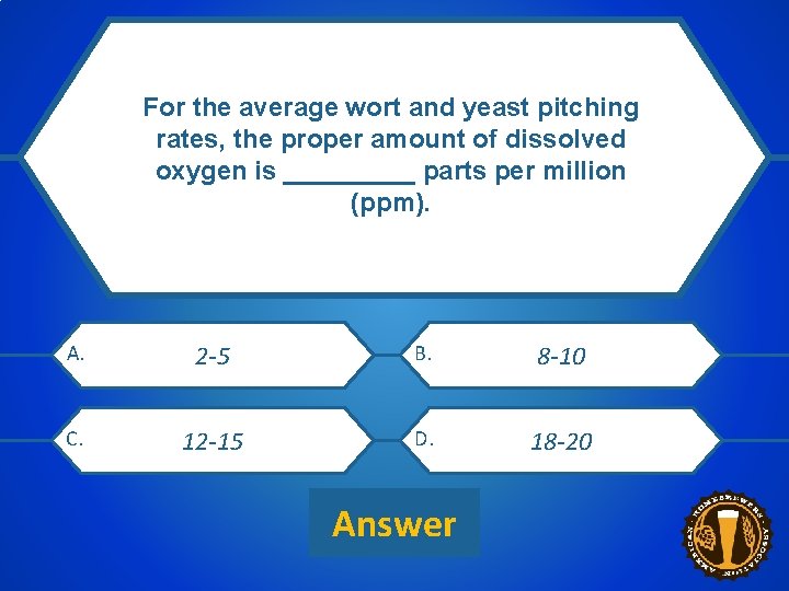 For the average wort and yeast pitching rates, the proper amount of dissolved oxygen