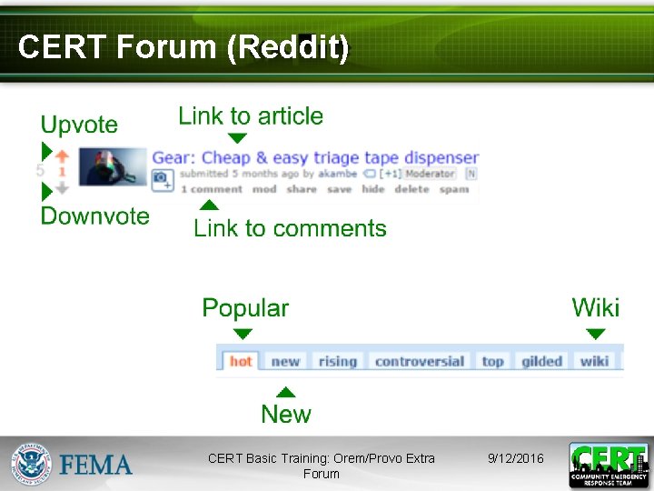 CERT Forum (Reddit) CERT Basic Training: Orem/Provo Extra Forum 9/12/2016 