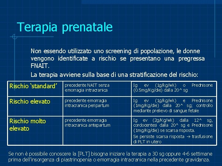 Terapia prenatale Non essendo utilizzato uno screening di popolazione, le donne vengono identificate a