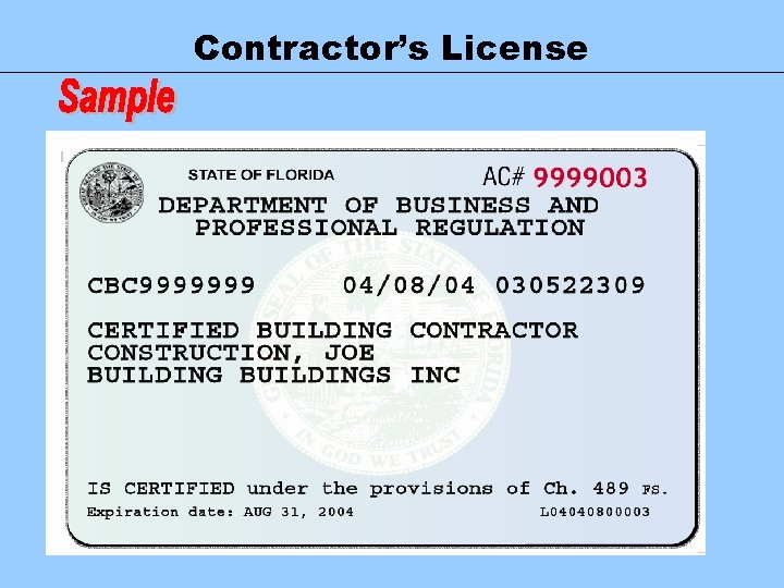 Contractor’s License 