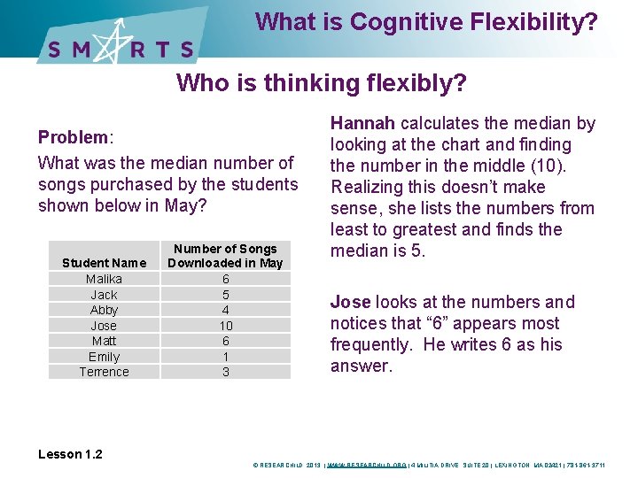 What is Cognitive Flexibility? Who is thinking flexibly? Problem: What was the median number