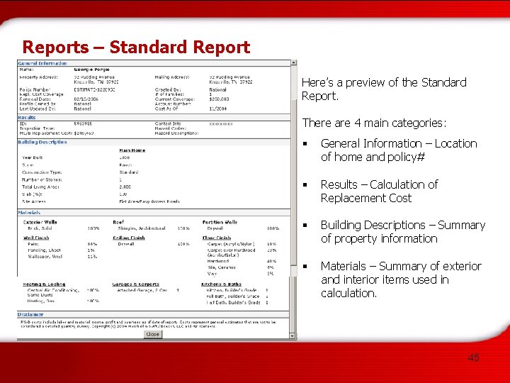 Reports – Standard Report Here’s a preview of the Standard Report. There are 4