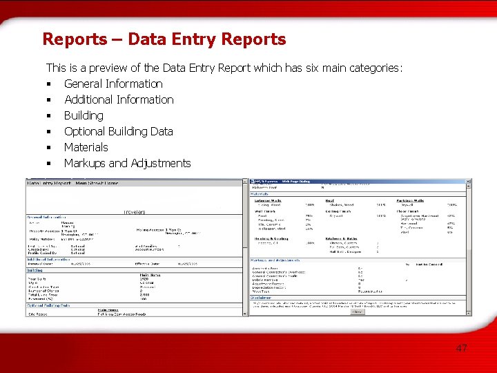 Reports – Data Entry Reports This is a preview of the Data Entry Report