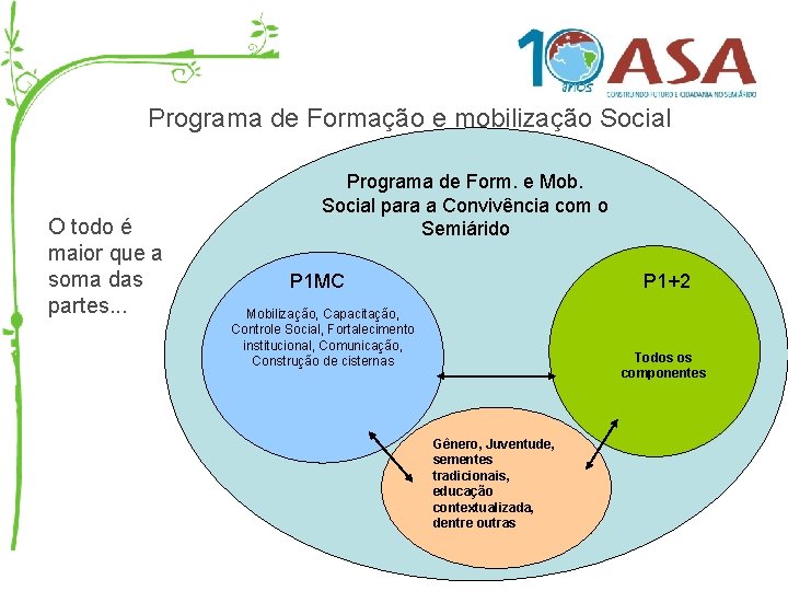 Programa de Formação e mobilização Social O todo é maior que a soma das