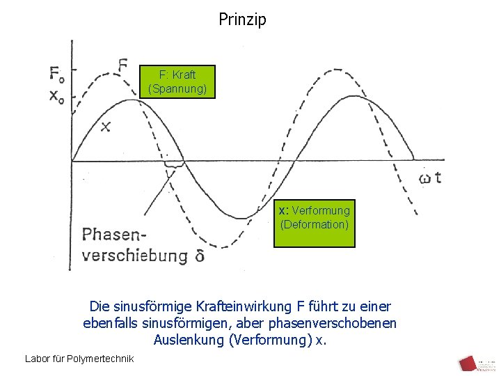 Prinzip F: Kraft (Spannung) x: Verformung (Deformation) Die sinusförmige Krafteinwirkung F führt zu einer