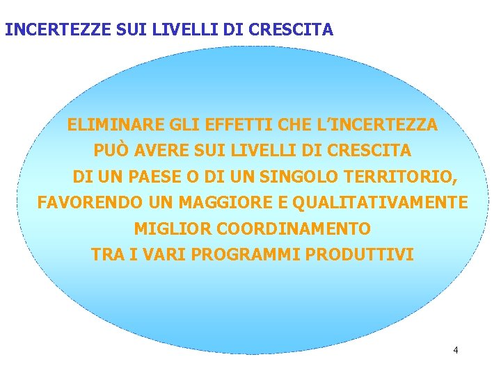 INCERTEZZE SUI LIVELLI DI CRESCITA ELIMINARE GLI EFFETTI CHE L’INCERTEZZA PUÒ AVERE SUI LIVELLI