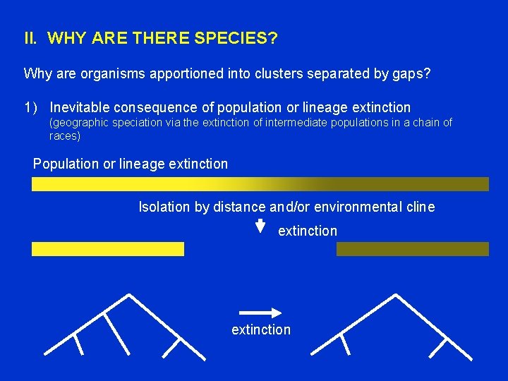 II. WHY ARE THERE SPECIES? Why are organisms apportioned into clusters separated by gaps?