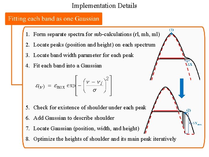 Implementation Details 1. Form separate spectra for sub-calculations (rl, mh, ml) 2. Locate peaks