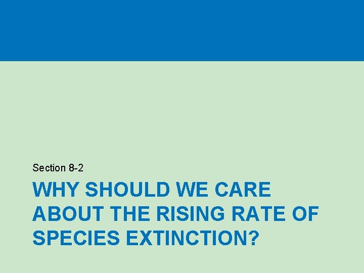 Section 8 -2 WHY SHOULD WE CARE ABOUT THE RISING RATE OF SPECIES EXTINCTION?