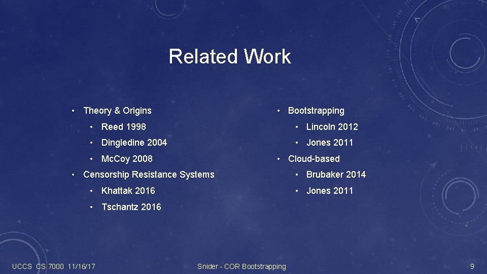 Related Work • Theory & Origins • Bootstrapping • Reed 1998 • Lincoln 2012