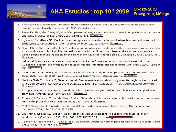 AHA Estudios “top 10” 2009 Update 2010 Fuengirola, Málaga 