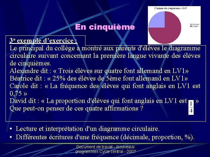 En cinquième 3 e exemple d’exercice : Le principal du collège a montré aux