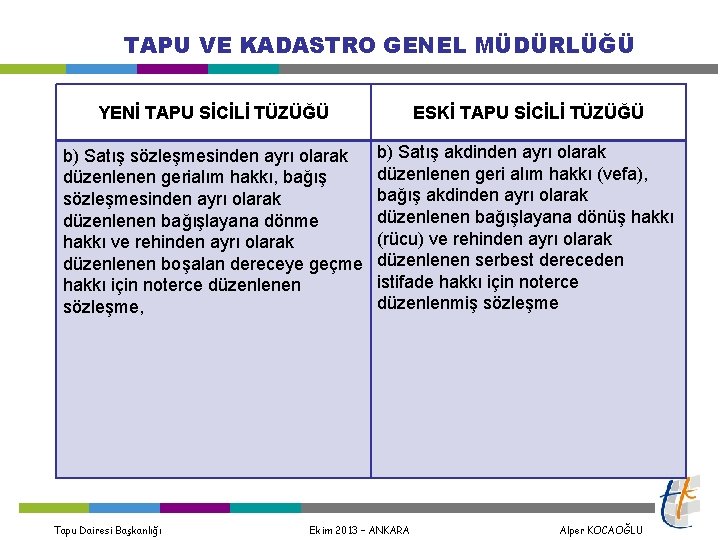 TAPU VE KADASTRO GENEL MÜDÜRLÜĞÜ YENİ TAPU SİCİLİ TÜZÜĞÜ b) Satış sözleşmesinden ayrı olarak