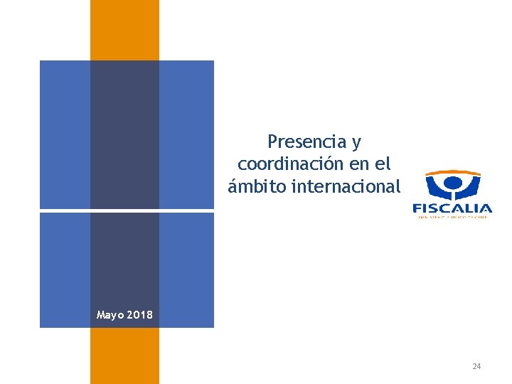 Presencia y coordinación en el ámbito internacional Mayo 2018 24 