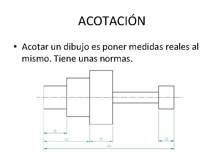 ACOTACIÓN • Acotar un dibujo es poner medidas reales al mismo. Tiene unas normas.