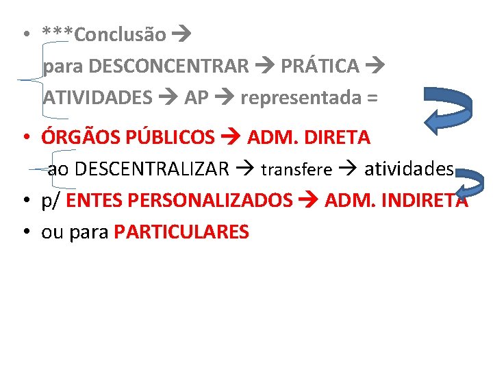  • ***Conclusão para DESCONCENTRAR PRÁTICA ATIVIDADES AP representada = • ÓRGÃOS PÚBLICOS ADM.