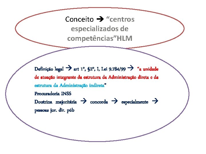 Conceito “centros especializados de competências”HLM Definição legal art 1°, § 2°, I, Lei 9.