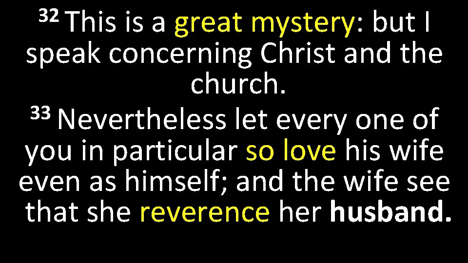 32 This is a great mystery: but I speak concerning Christ and the church.