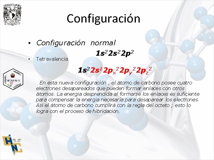 Configuración • Configuración normal 1 s 22 p 2 • Tetravalencia 1 s 22