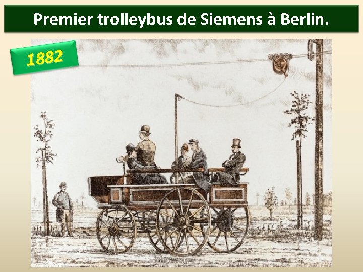 Premier trolleybus de Siemens à Berlin. 1882 