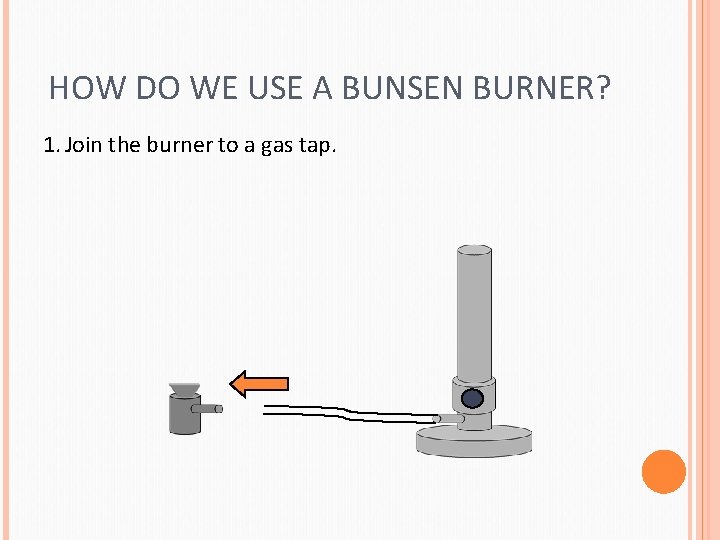 HOW DO WE USE A BUNSEN BURNER? 1. Join the burner to a gas