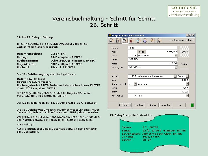 Vereinsbuchhaltung - Schritt für Schritt 26. Schritt 11. bis 13. Beleg – Beiträge In