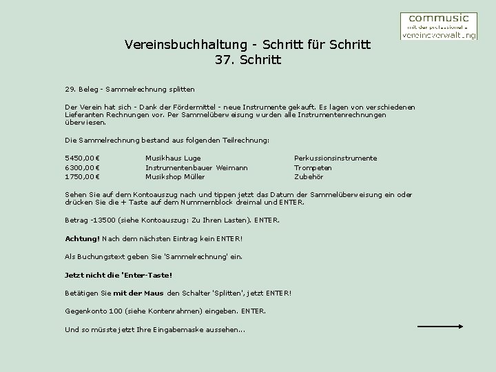 Vereinsbuchhaltung - Schritt für Schritt 37. Schritt 29. Beleg - Sammelrechnung splitten Der Verein