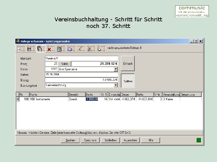 Vereinsbuchhaltung - Schritt für Schritt noch 37. Schritt 