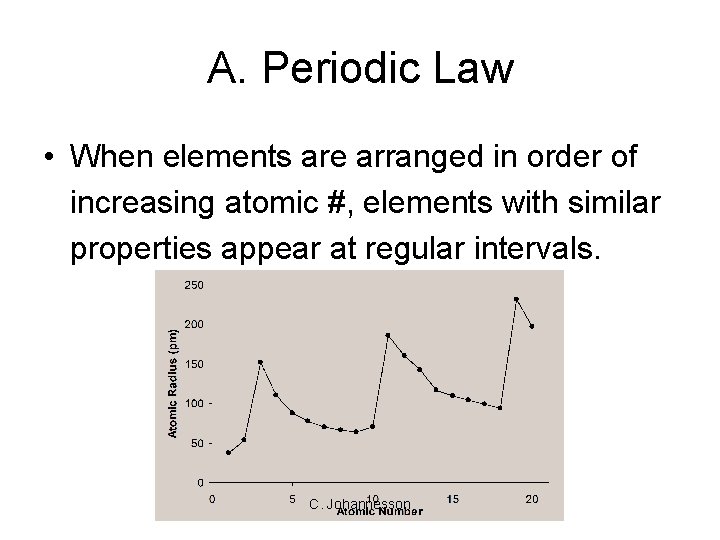 A. Periodic Law • When elements are arranged in order of increasing atomic #,