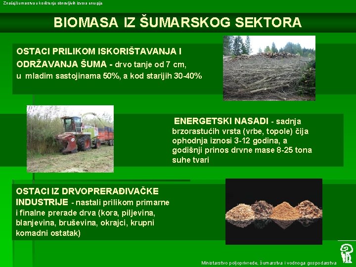 Značaj šumarstva u korištenju obnovljivih izvora energije BIOMASA IZ ŠUMARSKOG SEKTORA OSTACI PRILIKOM ISKORIŠTAVANJA