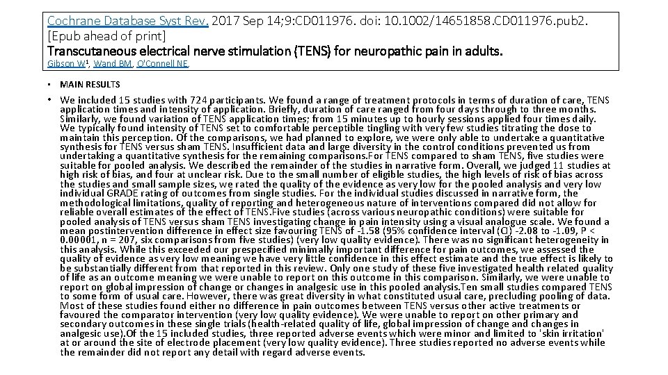 Cochrane Database Syst Rev. 2017 Sep 14; 9: CD 011976. doi: 10. 1002/14651858. CD