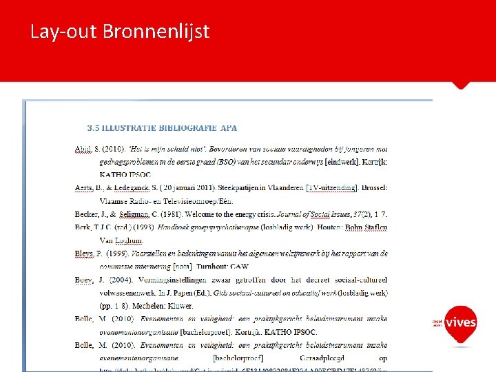 Lay-out Bronnenlijst 