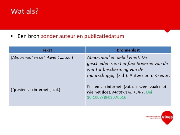 Wat als? • Een bron zonder auteur en publicatiedatum Tekst (Abnormaal en delinkwent …,