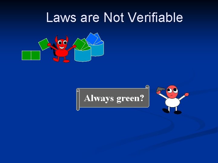 Laws are Not Verifiable Always green? 